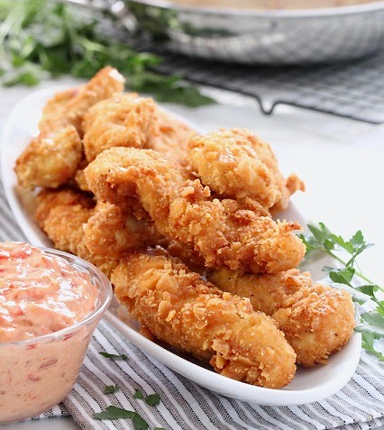 Crispy Chicken Tenders with Sweet Pepper Relish Dip