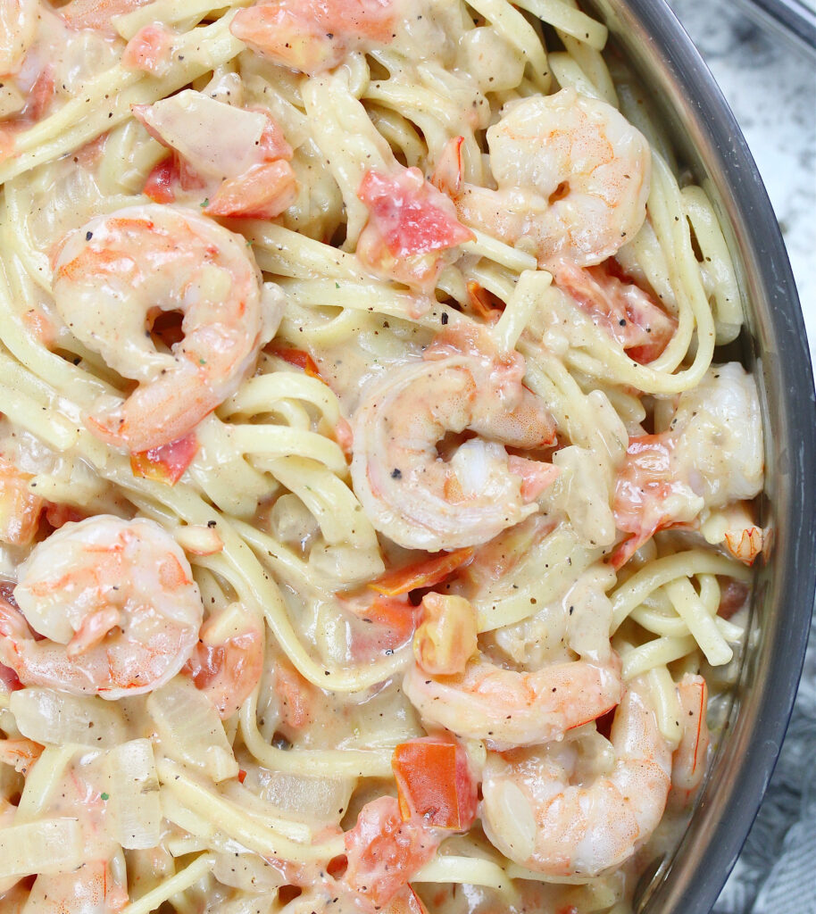 Easy Jerk Linguine Alfredo with Shrimp