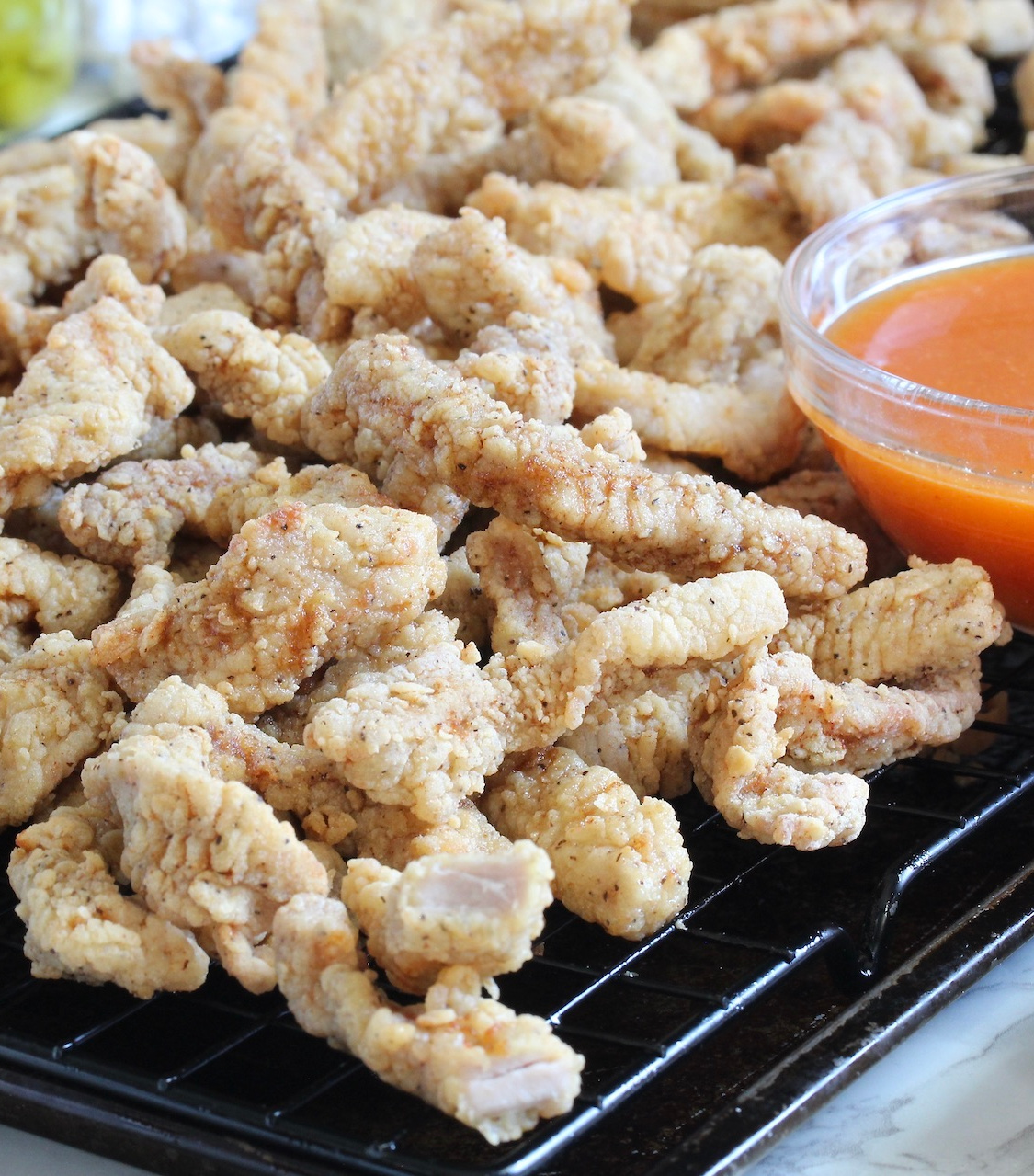 Fried Pork Strips With Sweet and Spicy Dipping Sauce