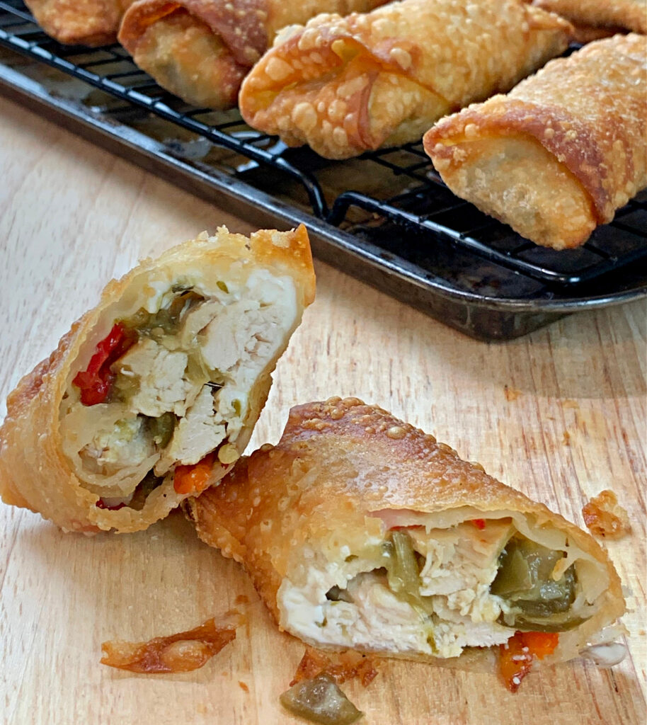 Leftover Turkey Salsa Verde Egg Rolls