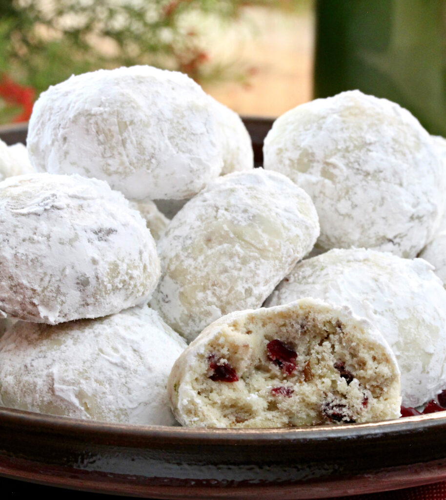 Cranberry Lime Snowball Cookies