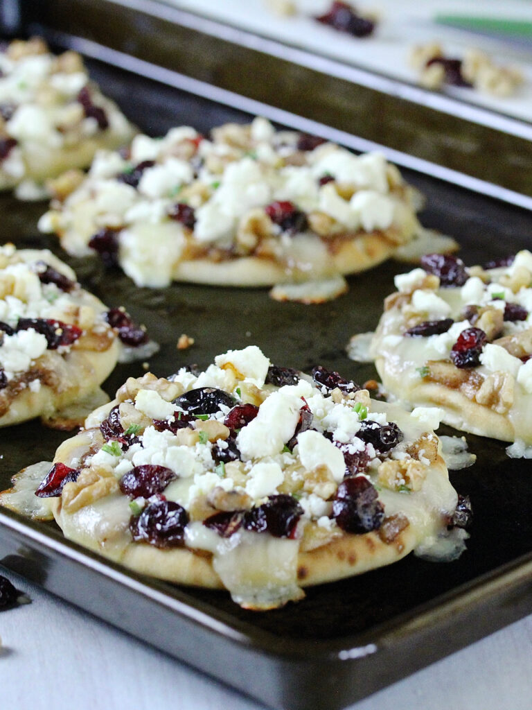 Apple Chutney and Cranberry Mini Naan Pizzas