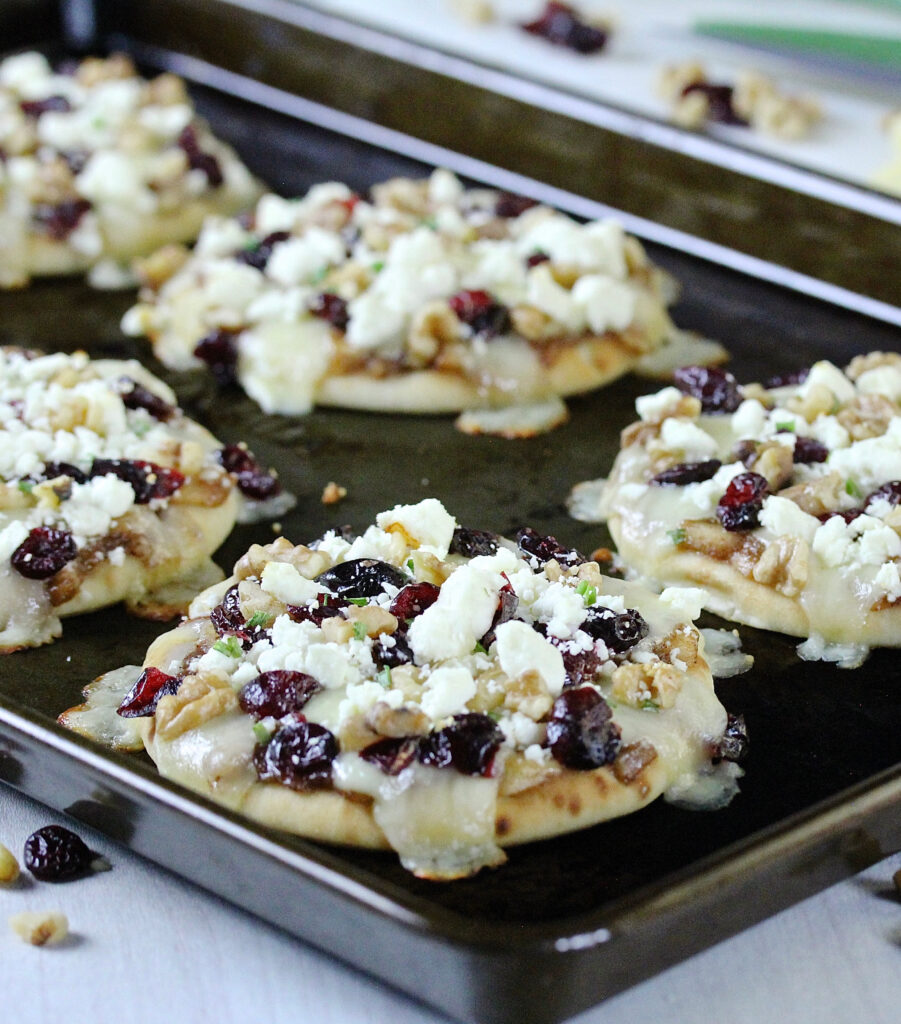 Apple Chutney and Cranberry Mini Naan Pizzas