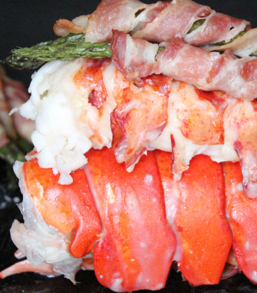 Lobster Tail with Bacon-Wrapped Asparagus