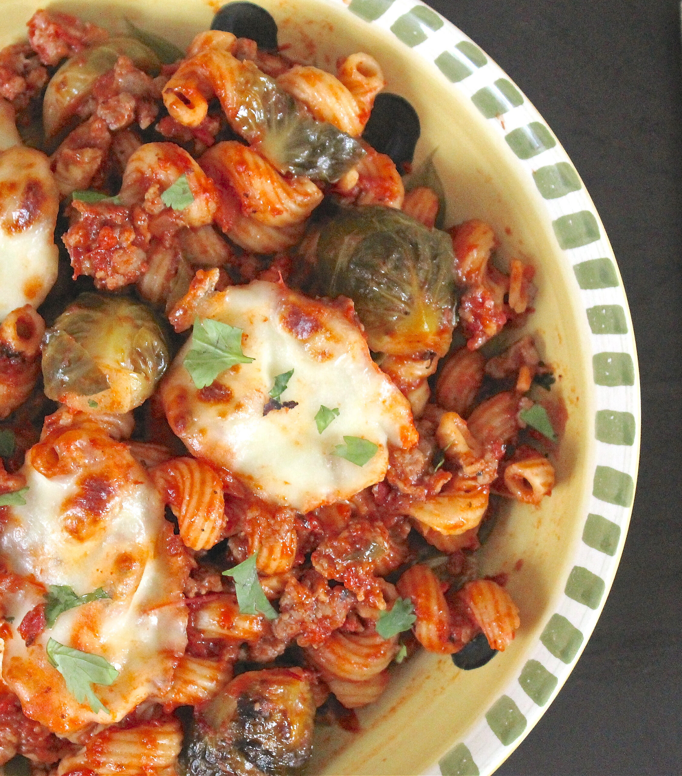 One Pot Sausage Brussels Sprouts and Cavatappi