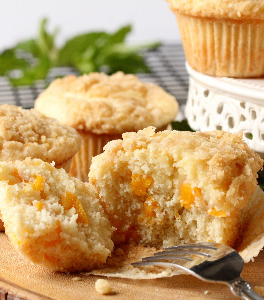 Peach Cream Cheese Muffins with Streusel