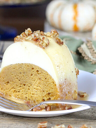 Pumpkin Flan Cake with Maple Brown Butter Glaze