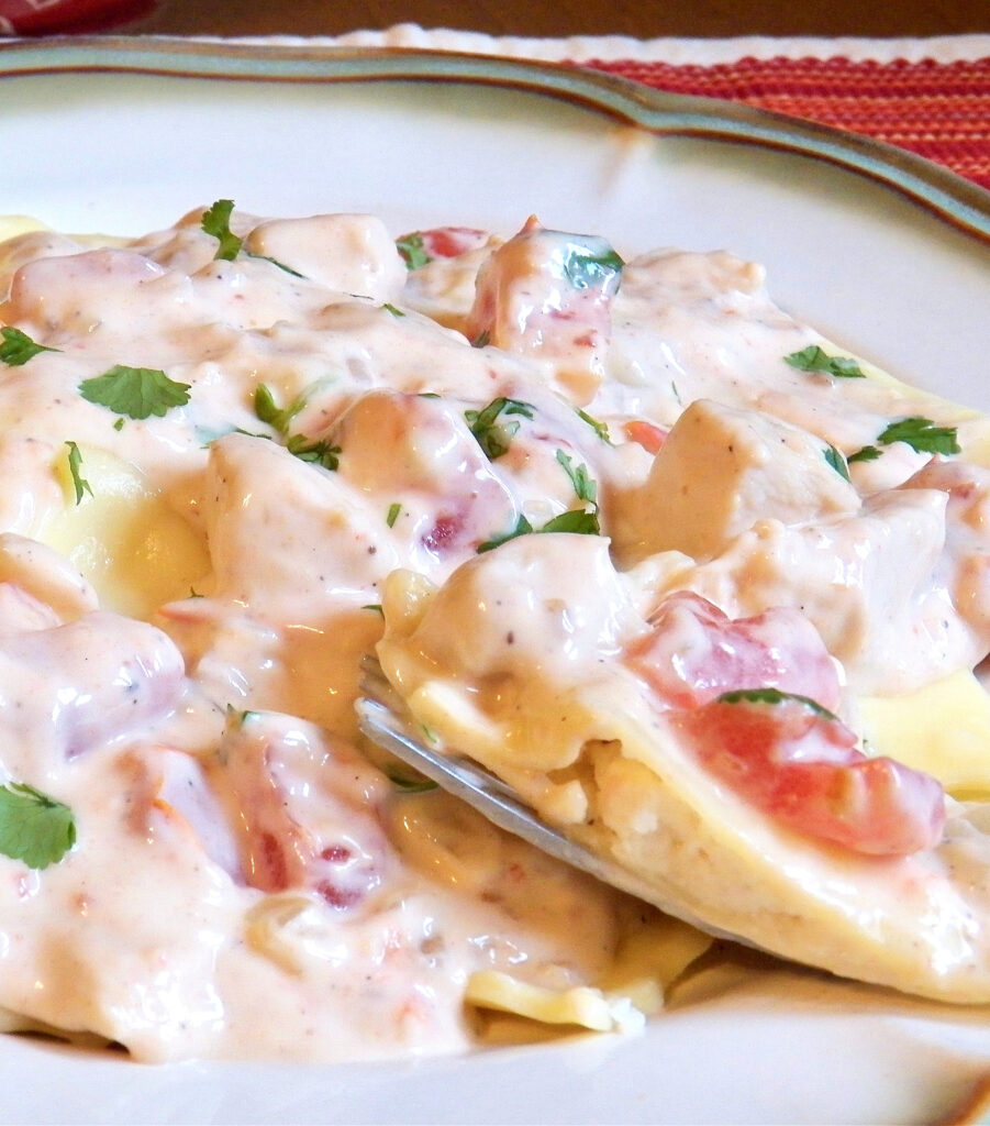 Ravioli with Chicken and Jerk Alfredo Sauce