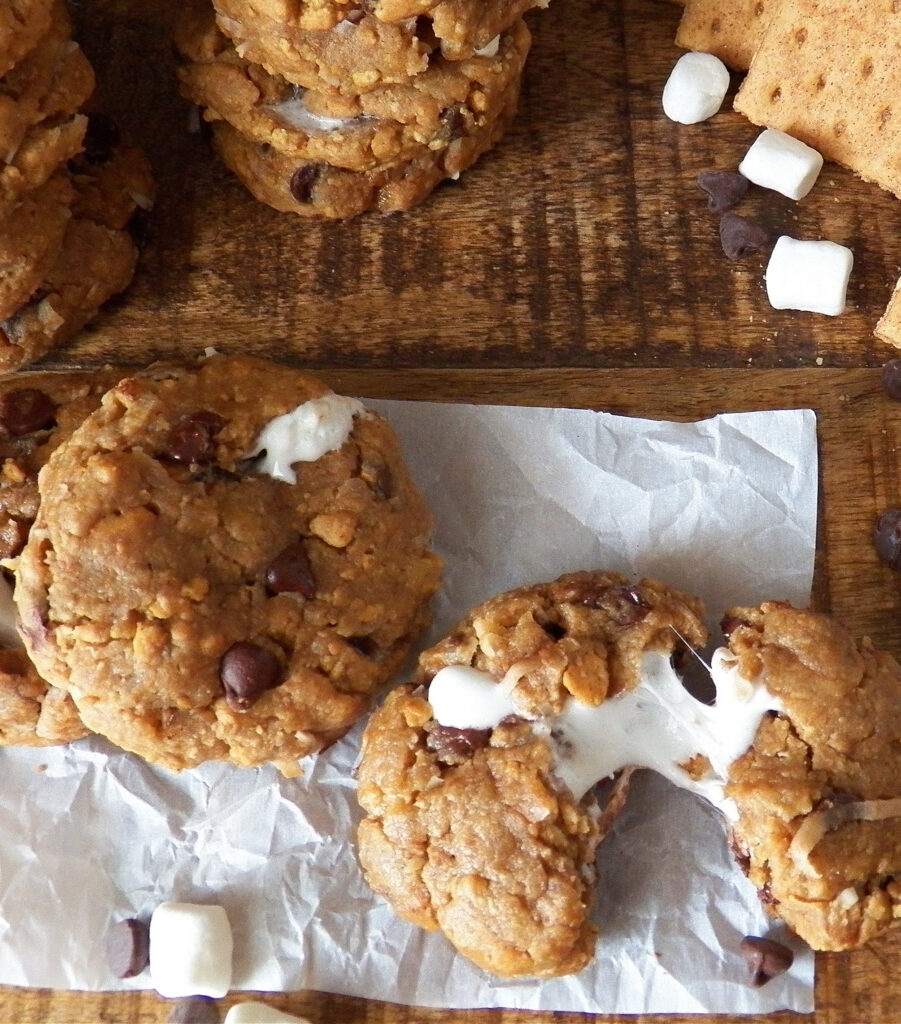 S'mores Stuffed Cookies with Coconut