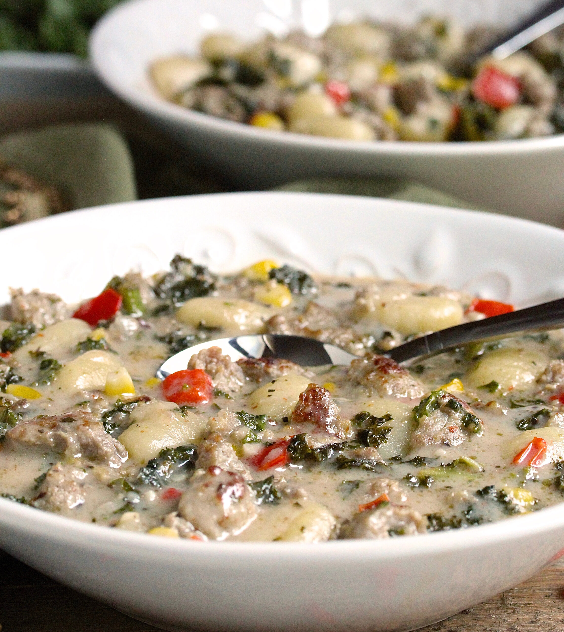 Quick Sausage Kale and Gnocchi Stew