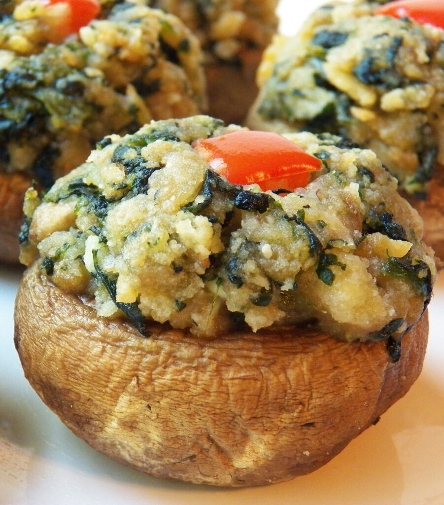 Spinach & Ritz Cracker Stuffed Mushrooms