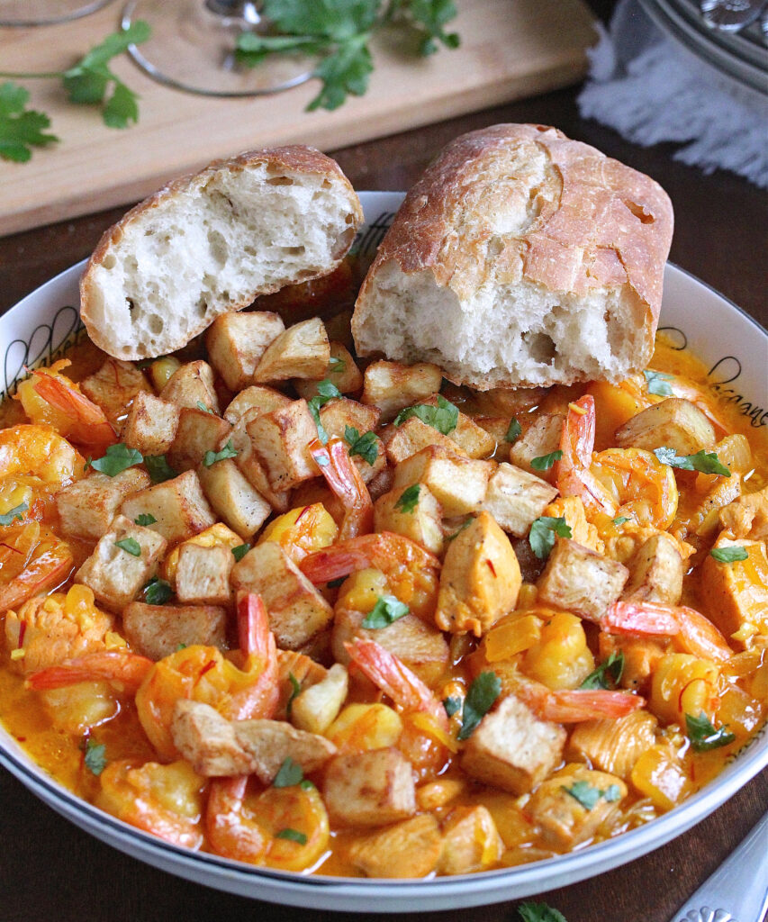 Chicken and Shrimp Mozambique with Fried Potato