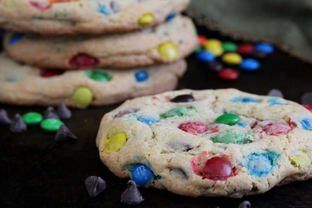 Giant M&M Cookies with Chocolate Chips