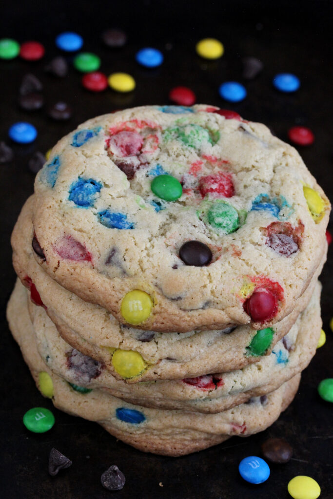 Giant M&M Cookies with Chocolate Chips