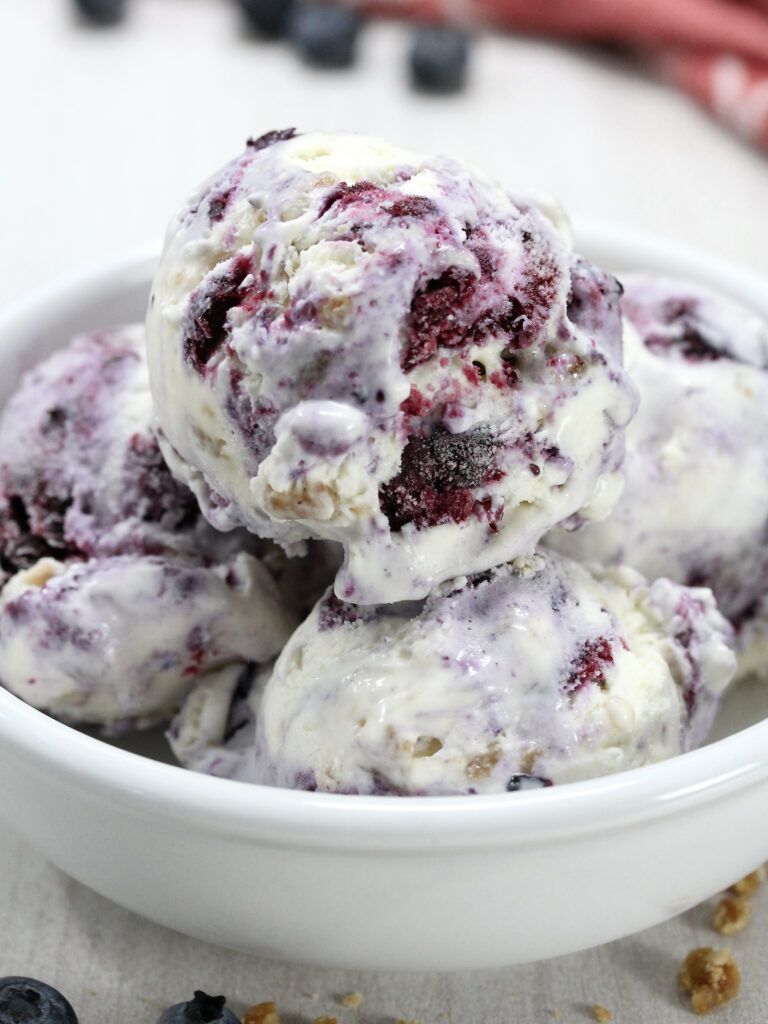 No Churn Blueberry Crumble Ice Cream