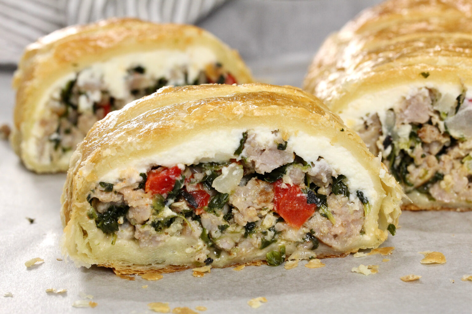 Italian Sausage and Spinach Strudel<