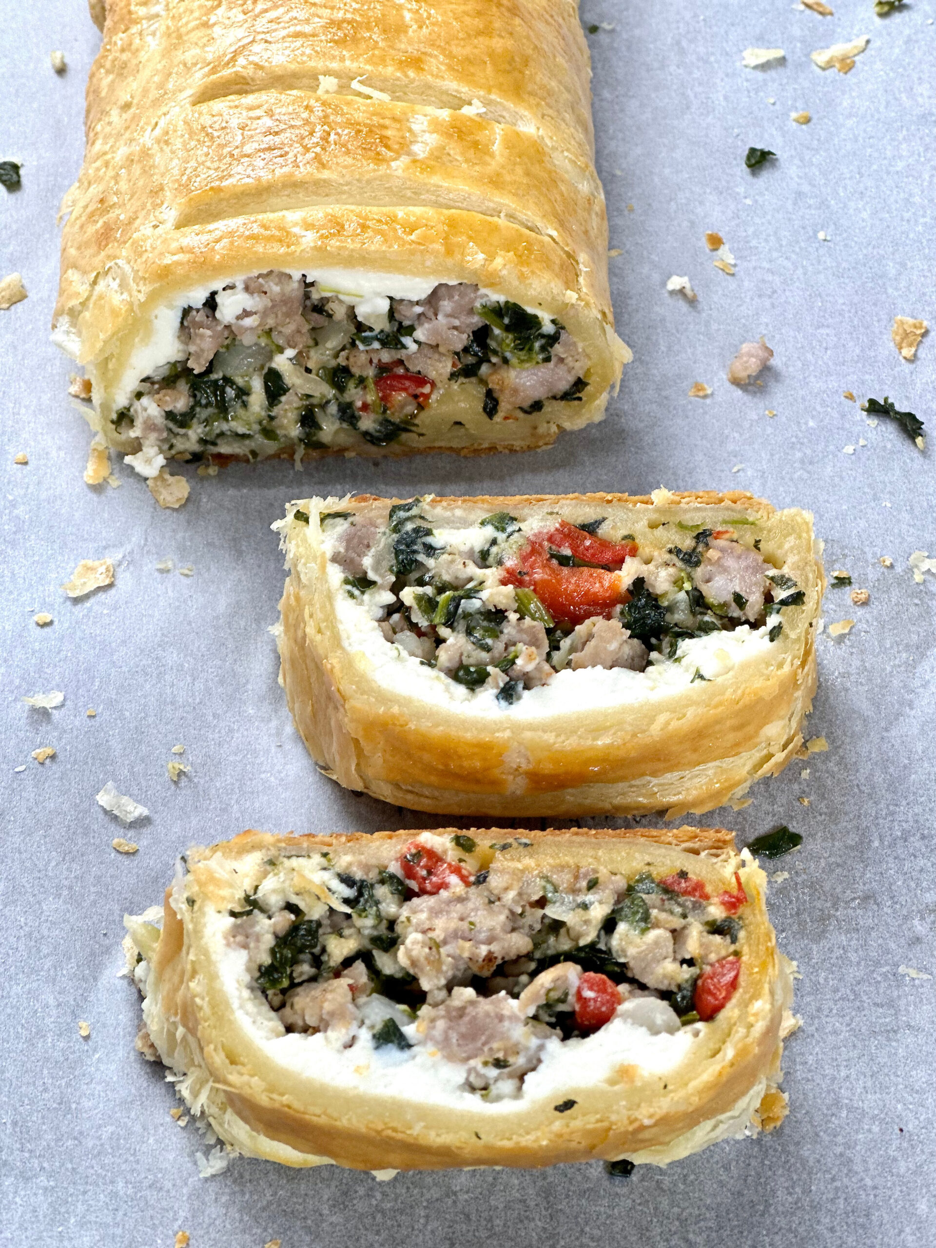 Italian Sausage Spinach Strudel