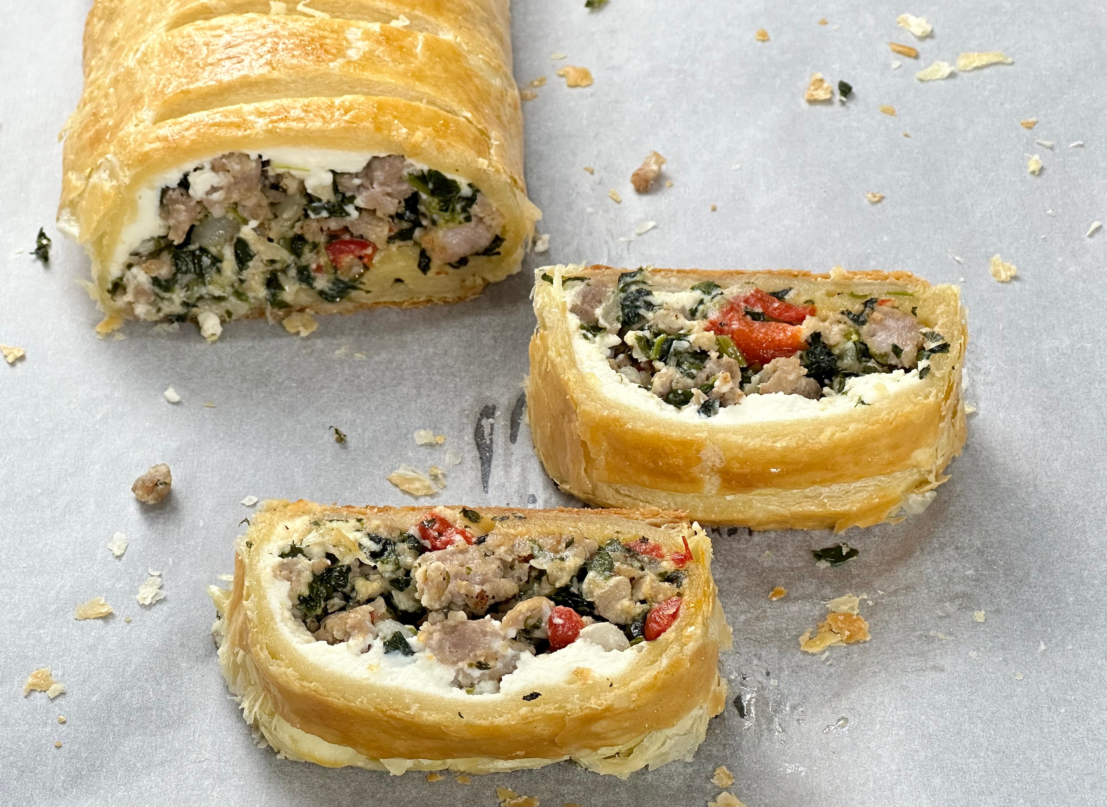 Italian Sausage Spinach Strudel