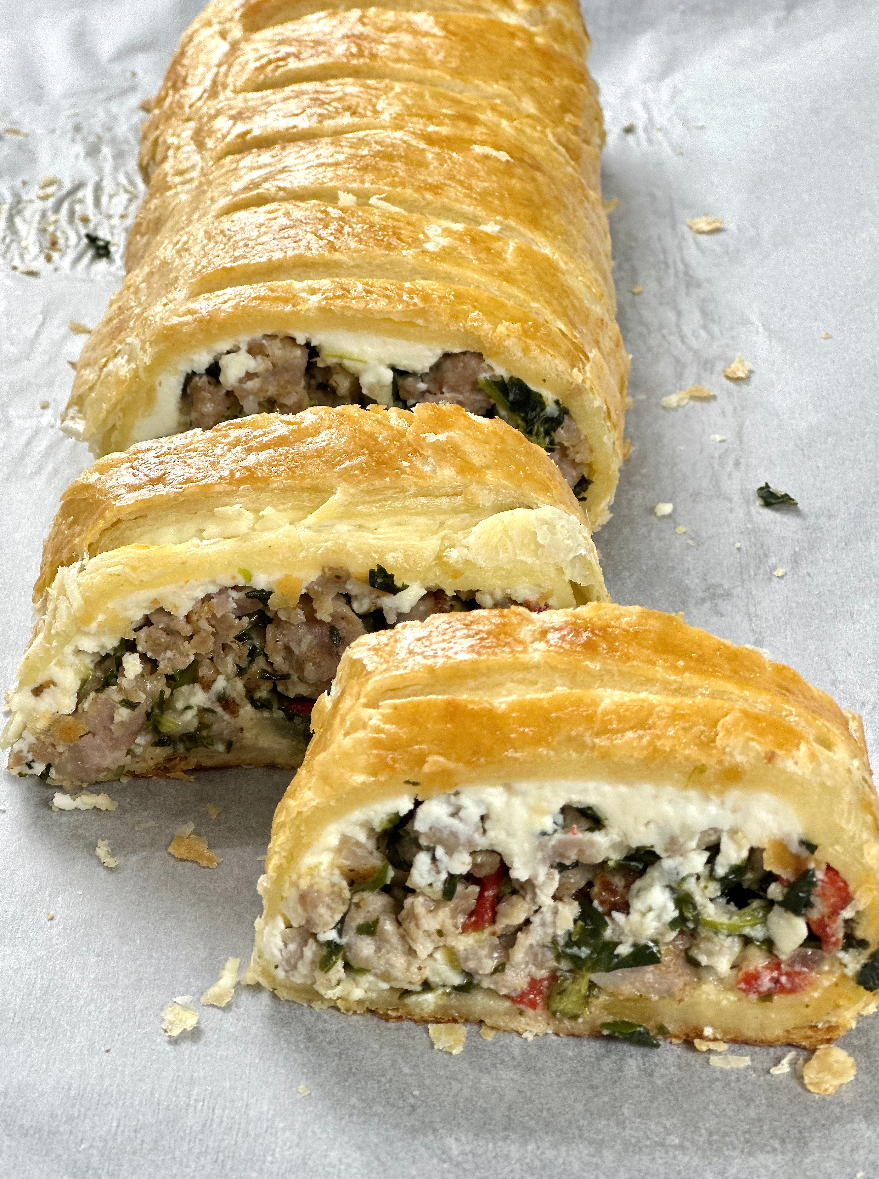 Italian Sausage Spinach Strudel