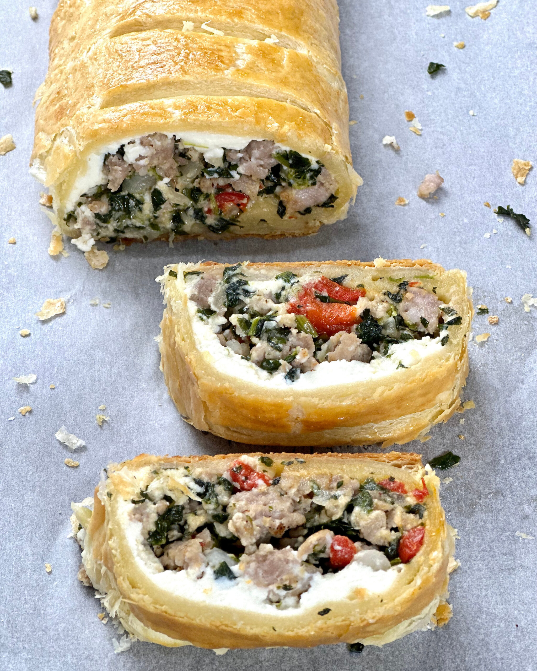 Italian Sausage Spinach Strudel