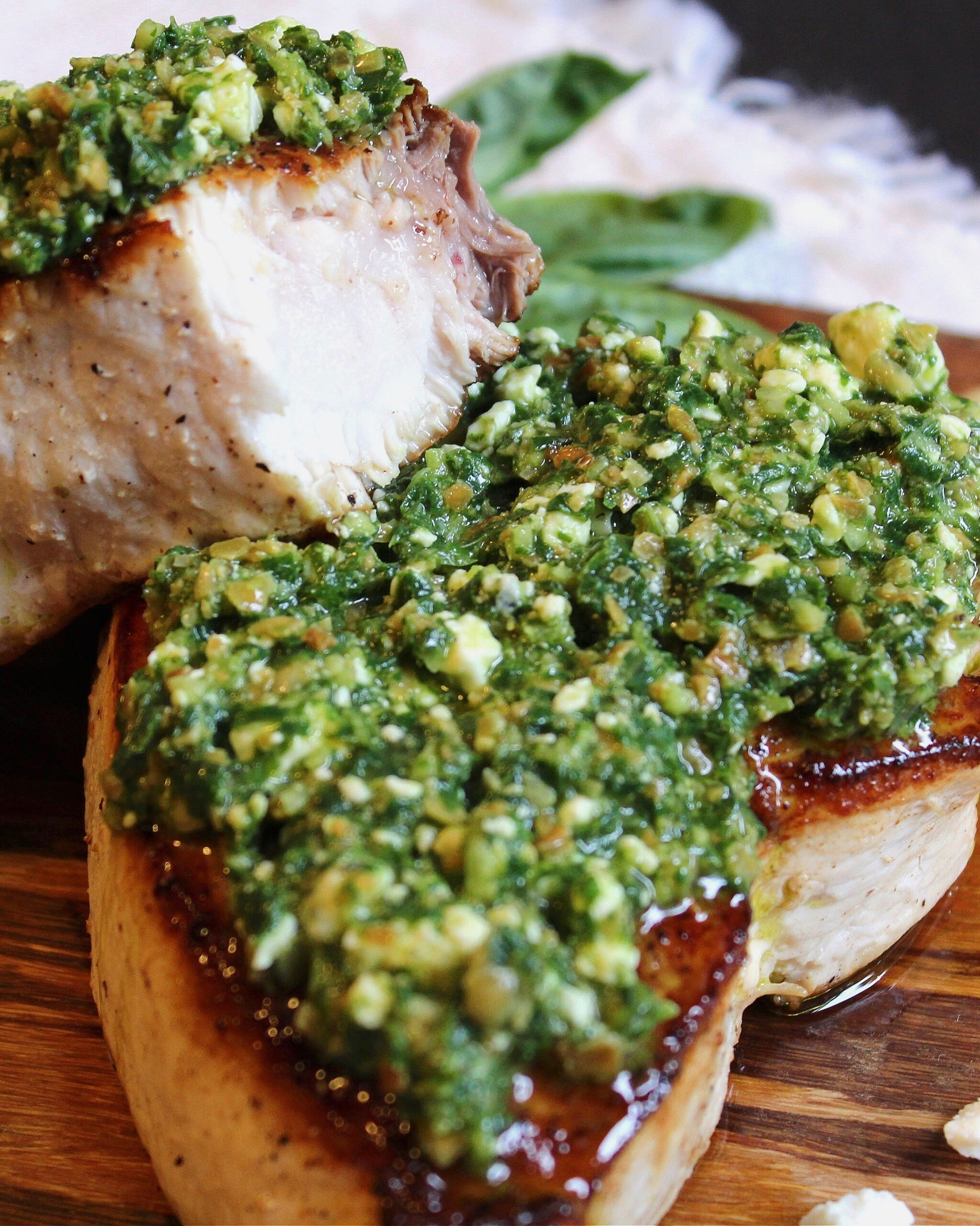 Swordfish with Blue Pesto