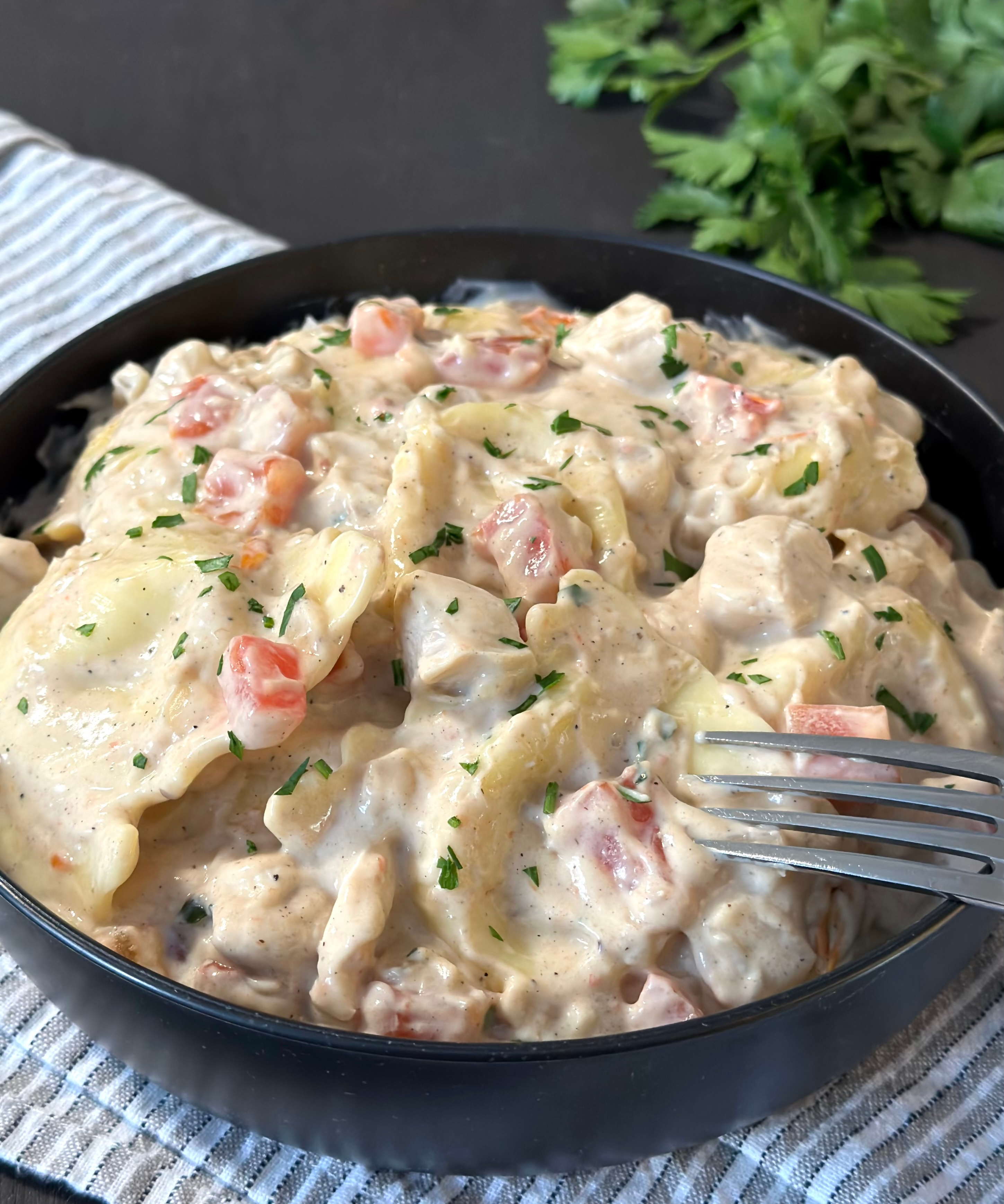 Ravioli with Chicken and Jerk Alfredo Sauce