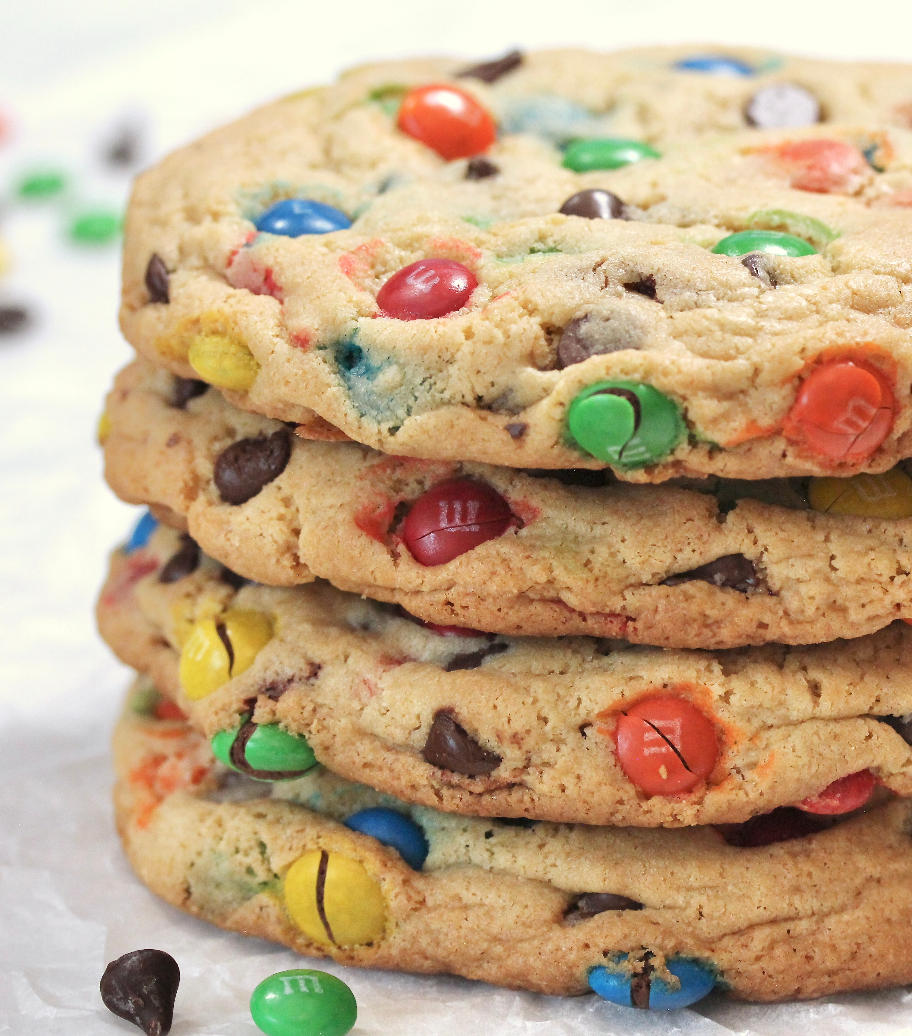 Giant M&M Cookies with Chocolate Chips