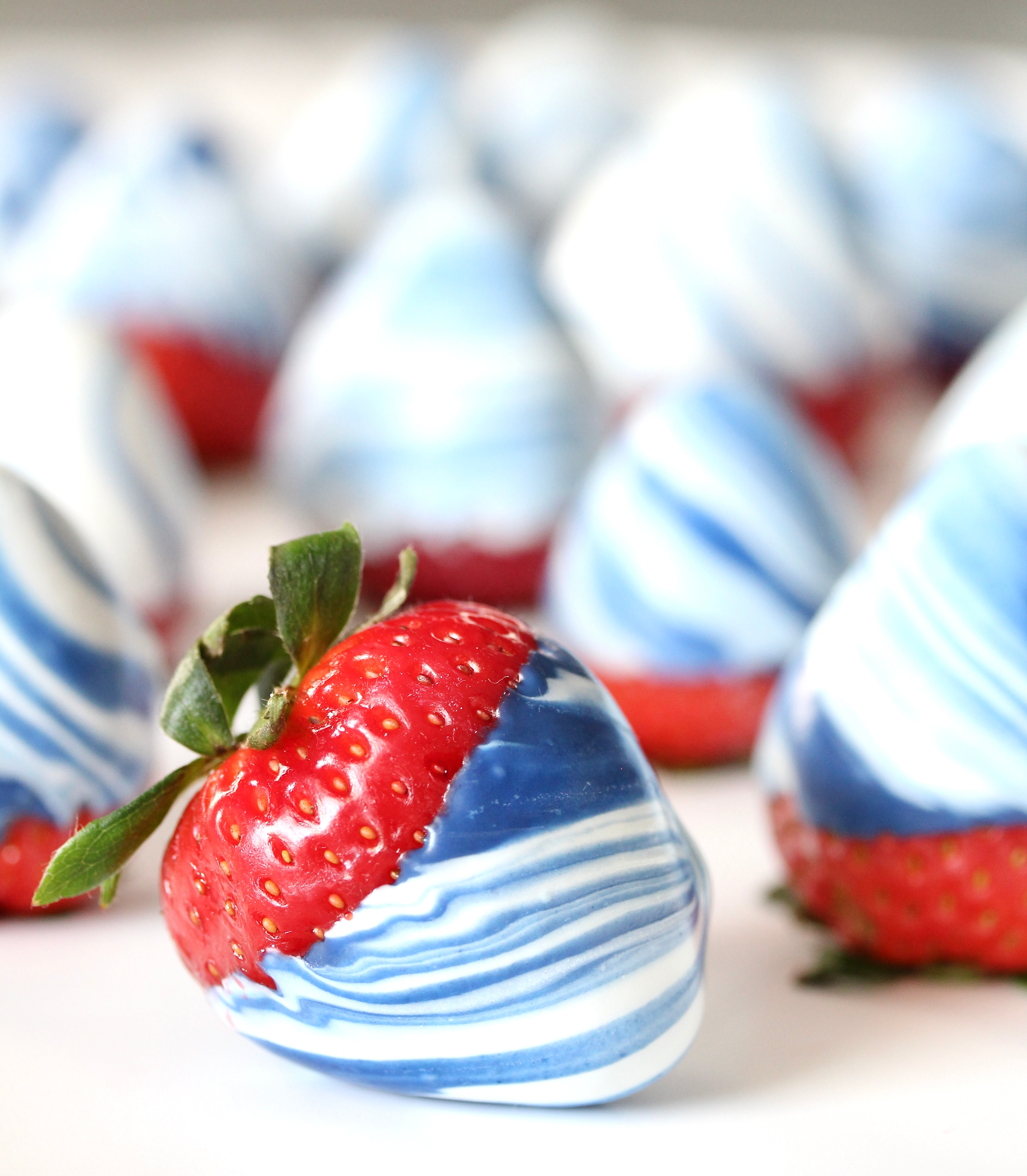 4th of July Candy Swirled Strawberries