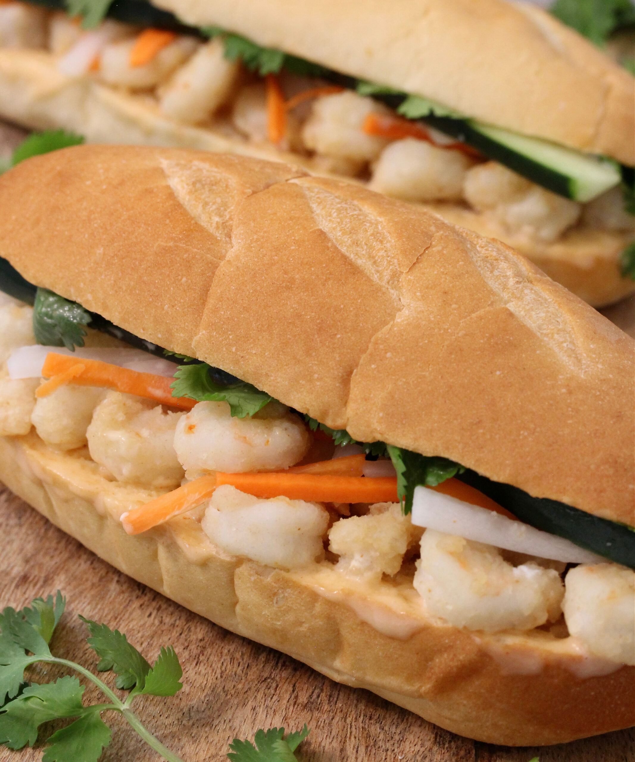 Fried Shrimp Banh Mi (Vietnamese Sandwich)