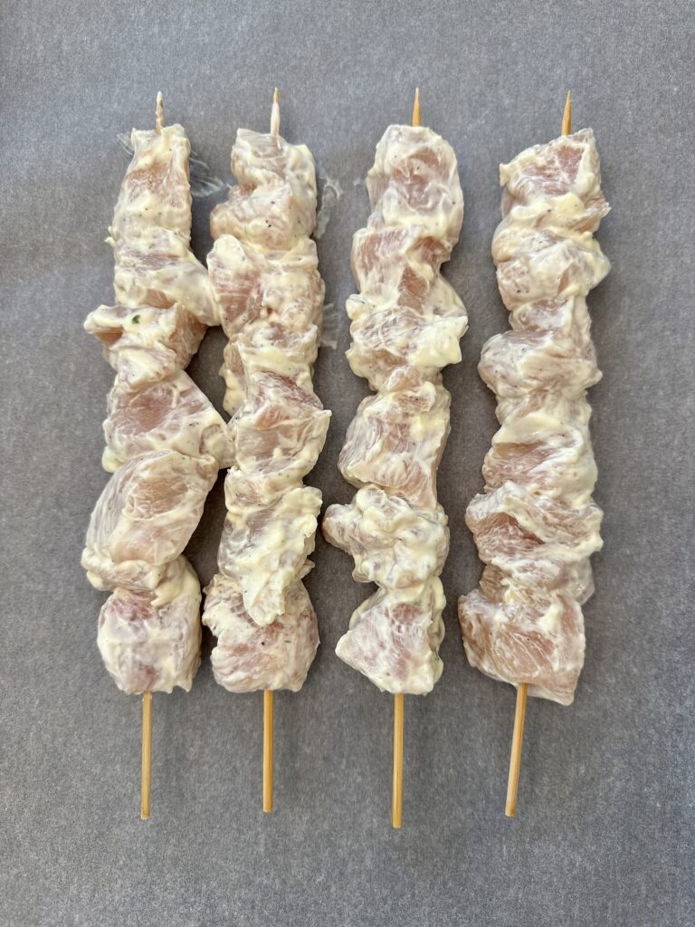 Breaded Chicken Skewers with Lemon Butter Sauce
