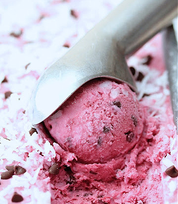 No Churn Black Raspberry Coconut Ice Cream