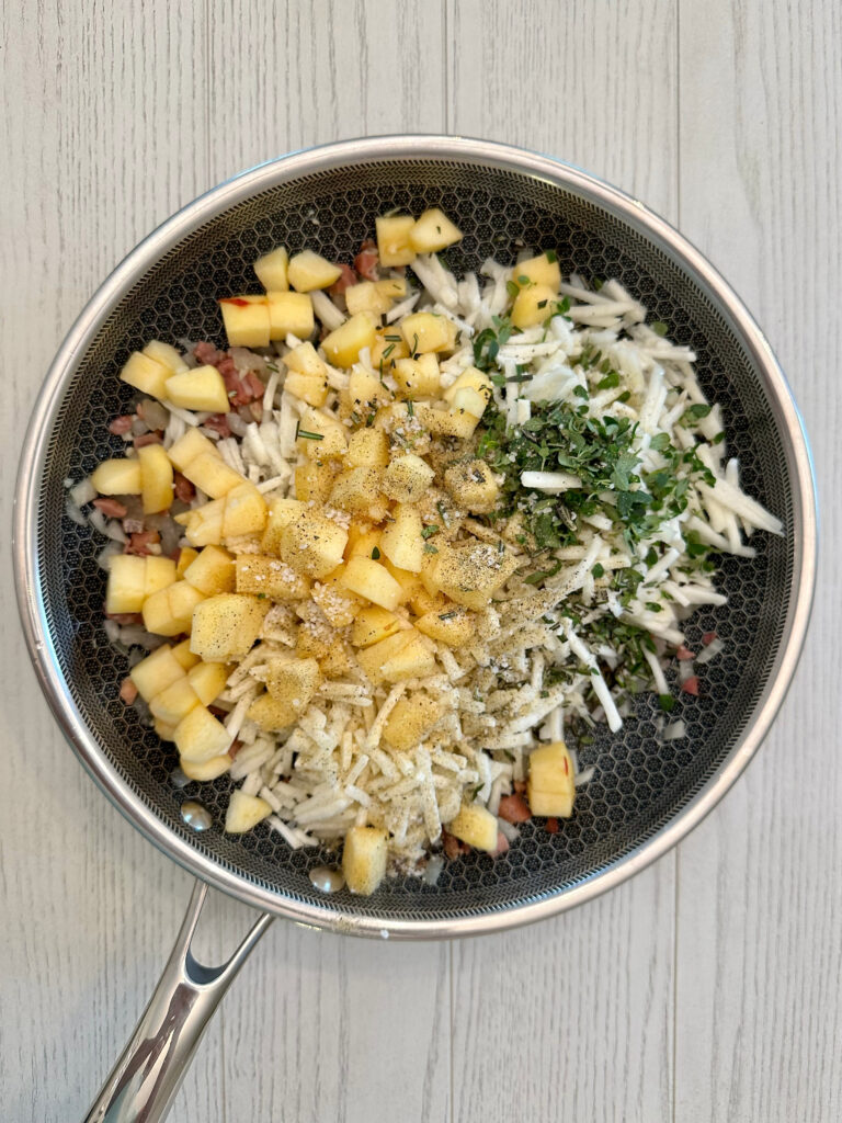 Potato Prosciutto and Apple Pork Loin