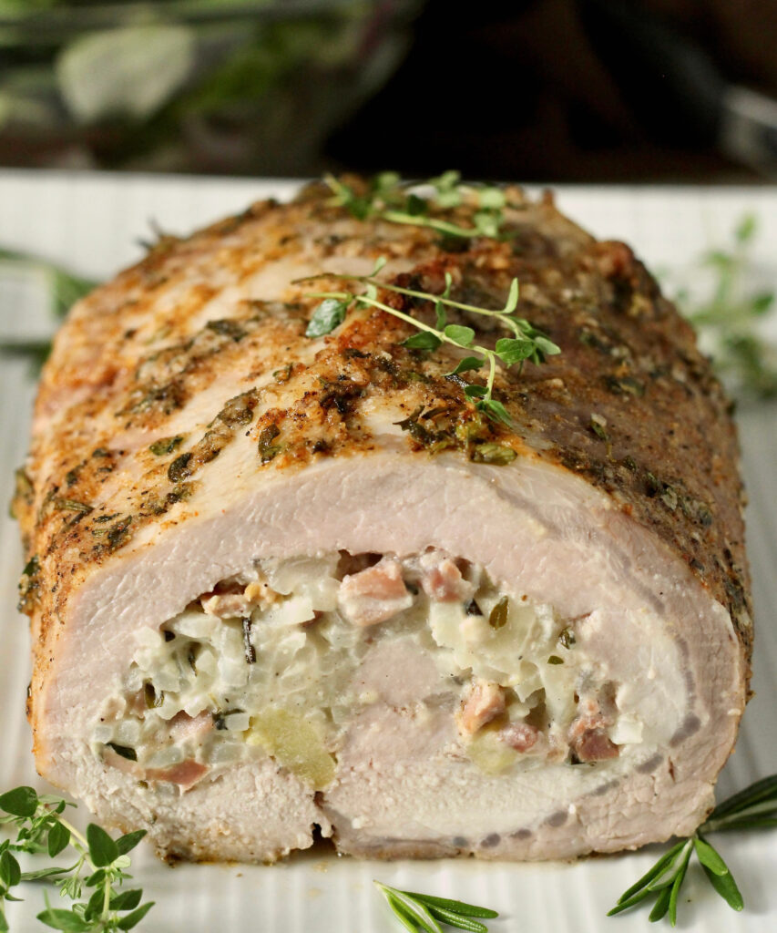 Potato Prosciutto and Apple Stuffed Pork Loin