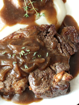 Air Fryer Steak with Onion Gravy