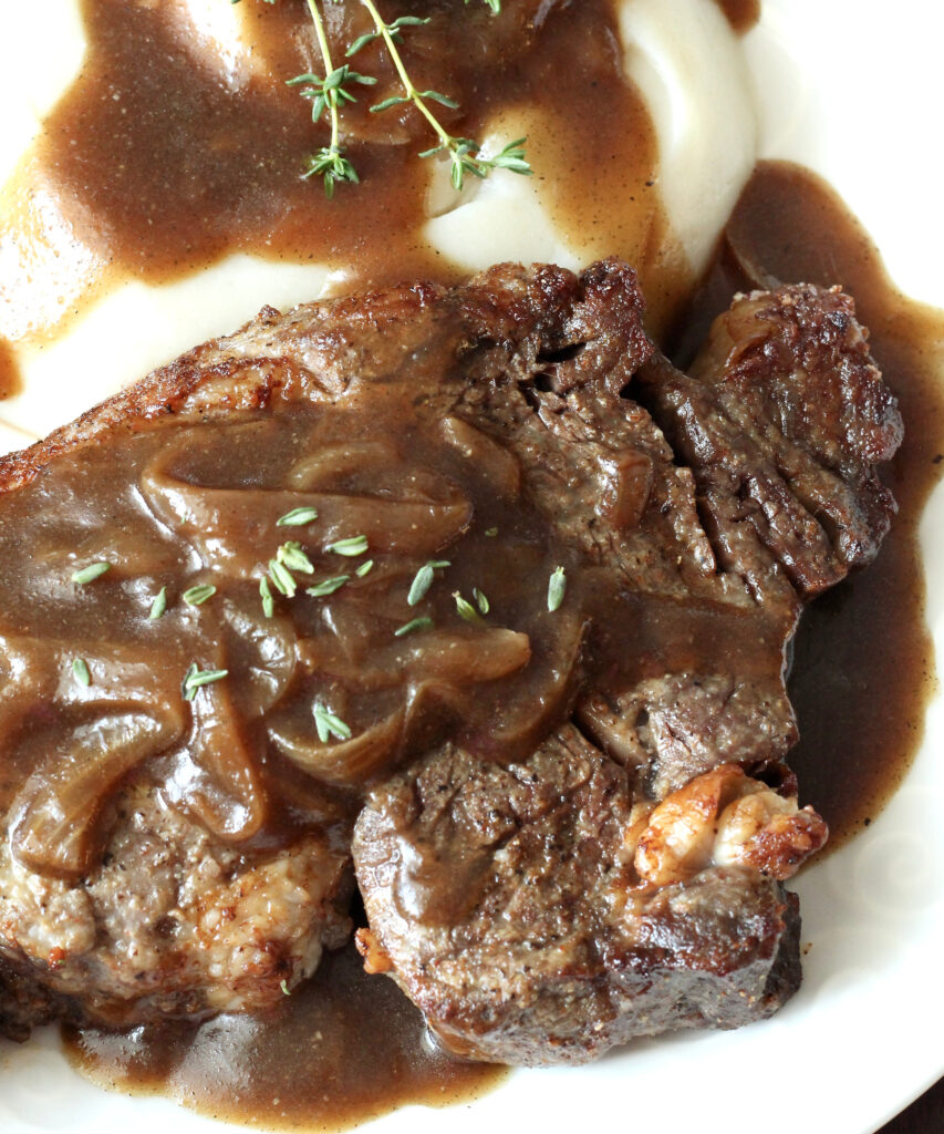 Air Fryer Steak with Onion Gravy