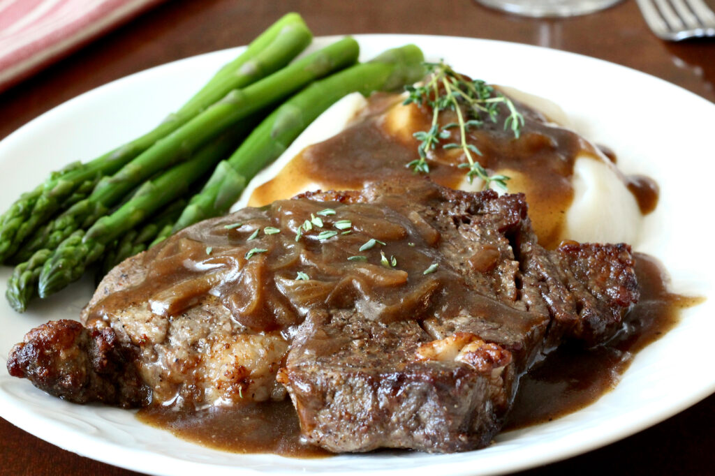 Air Fryer Steak with Onion Gravy
