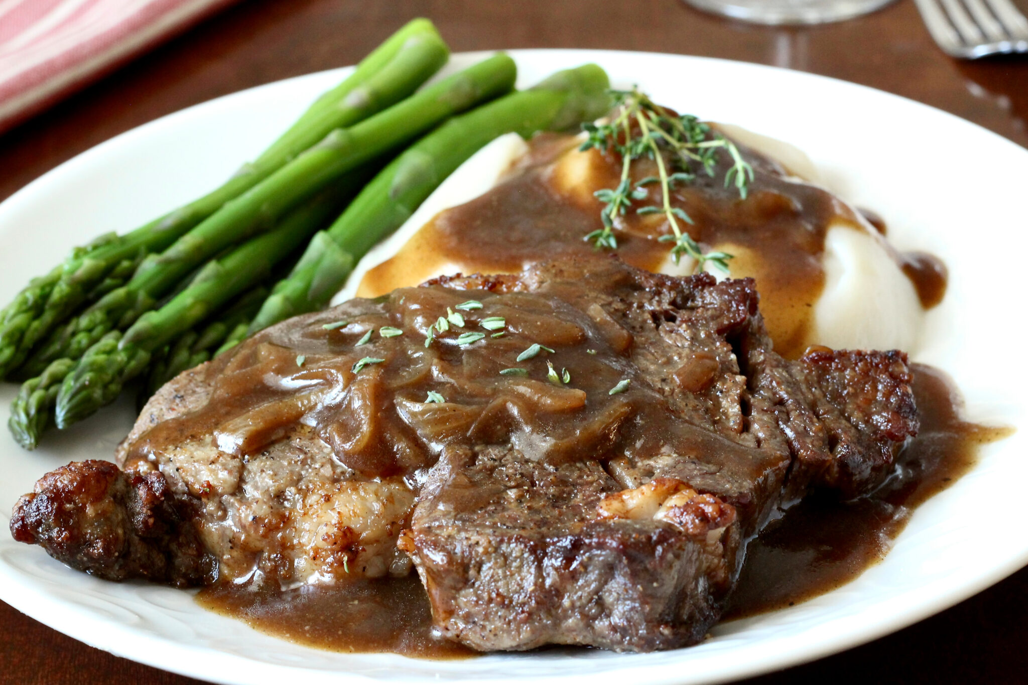 Air Fryer Steak with Onion Gravy