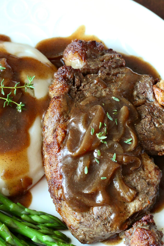 Air Fryer Steak with Onion Gravy