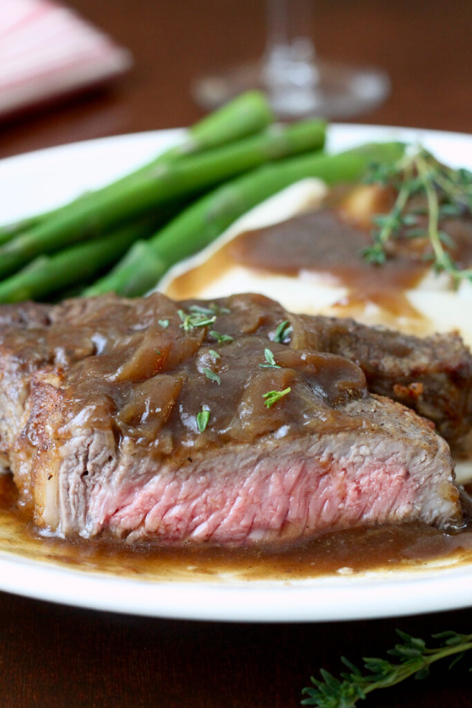 Air Fryer Steak with Onion Gravy
