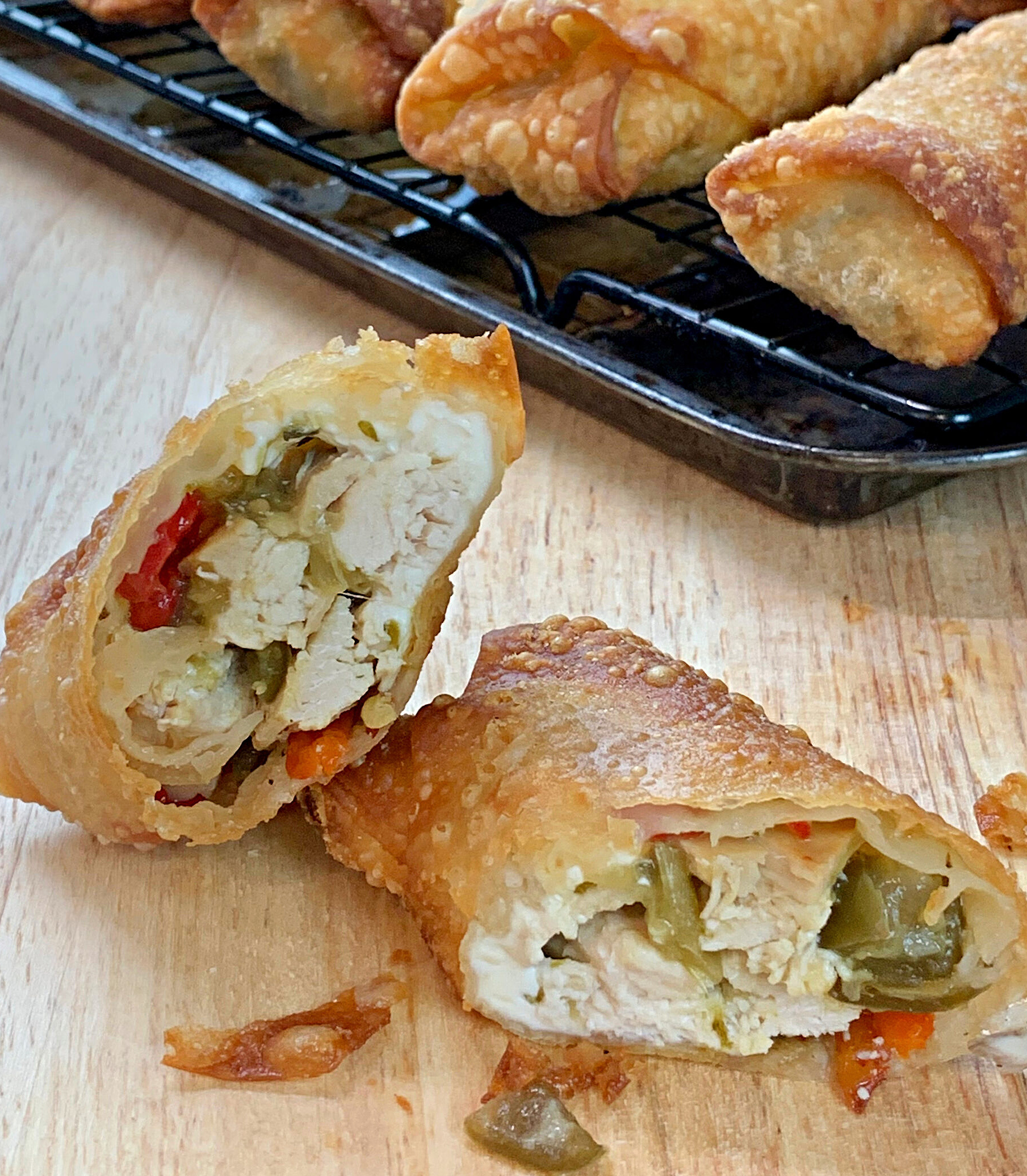 Leftover Turkey Salsa Verde Egg Rolls