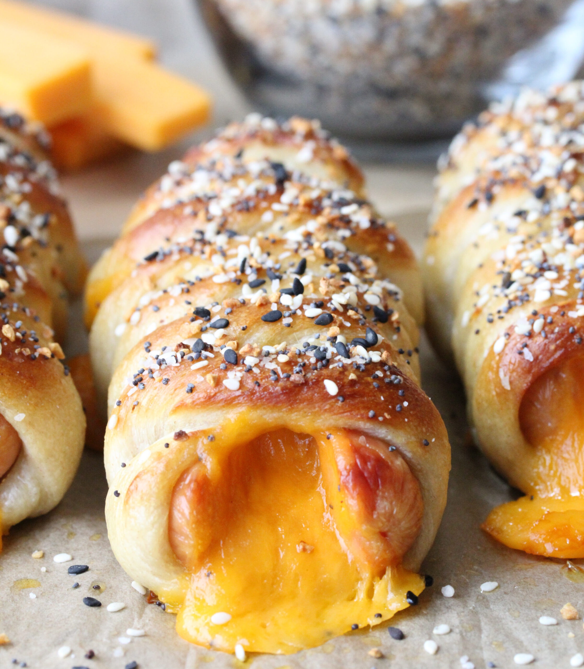Everything Bagel Pretzel Cheese Dogs