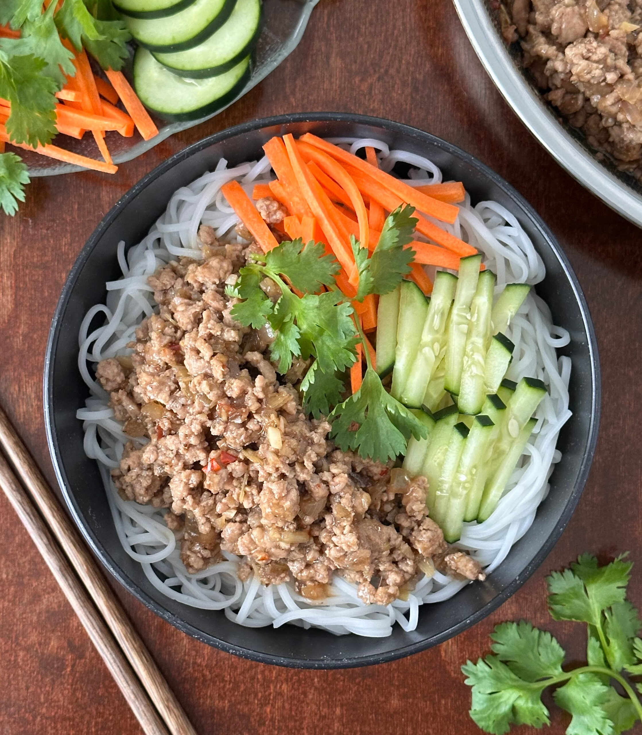 Vietnamese Ground Pork Rice Noodle Bowl