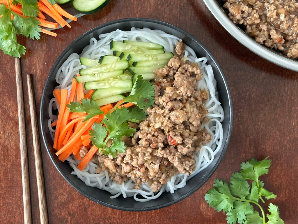 Vietnamese Ground Pork Rice Noodle Bowl