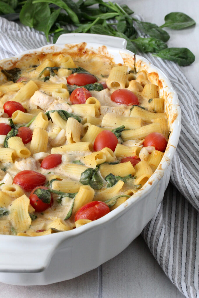 Dump and Bake Chicken Alfredo Pasta