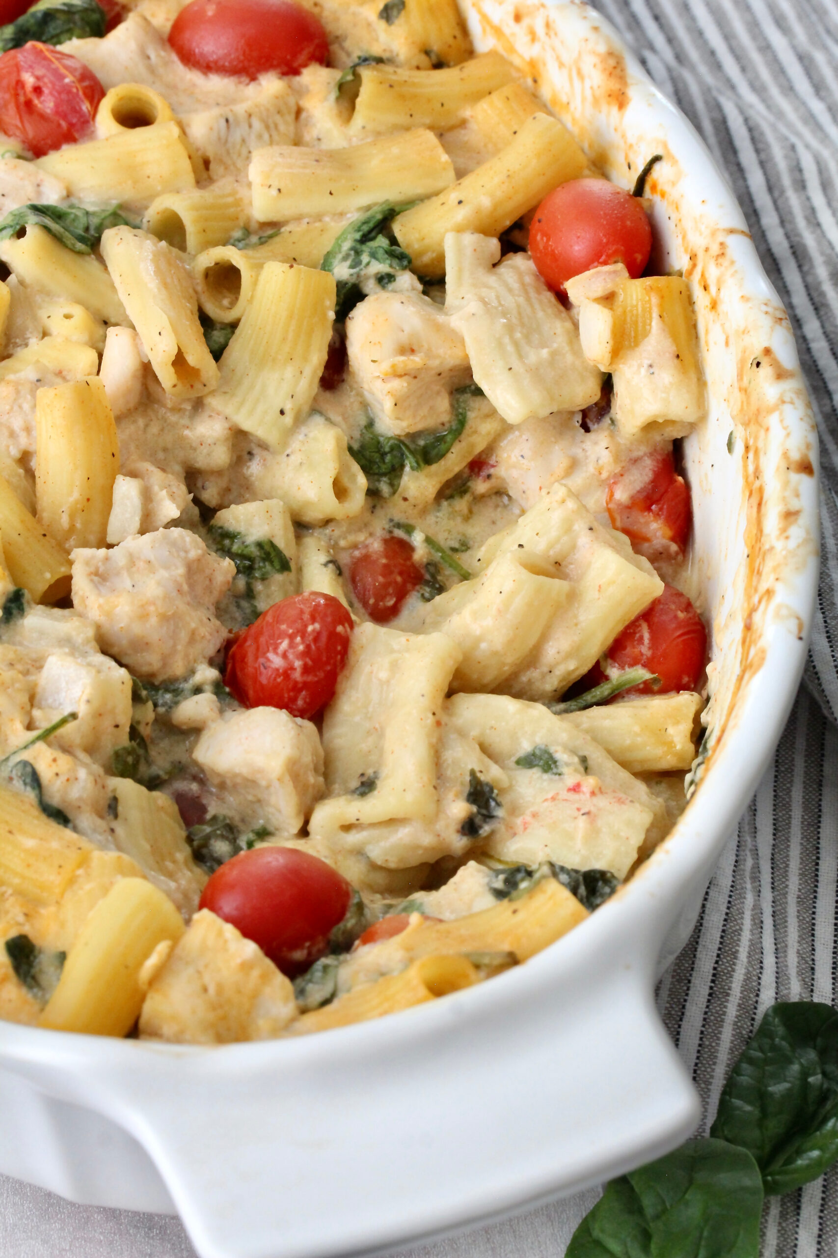 Dump and Bake Chicken Alfredo Pasta