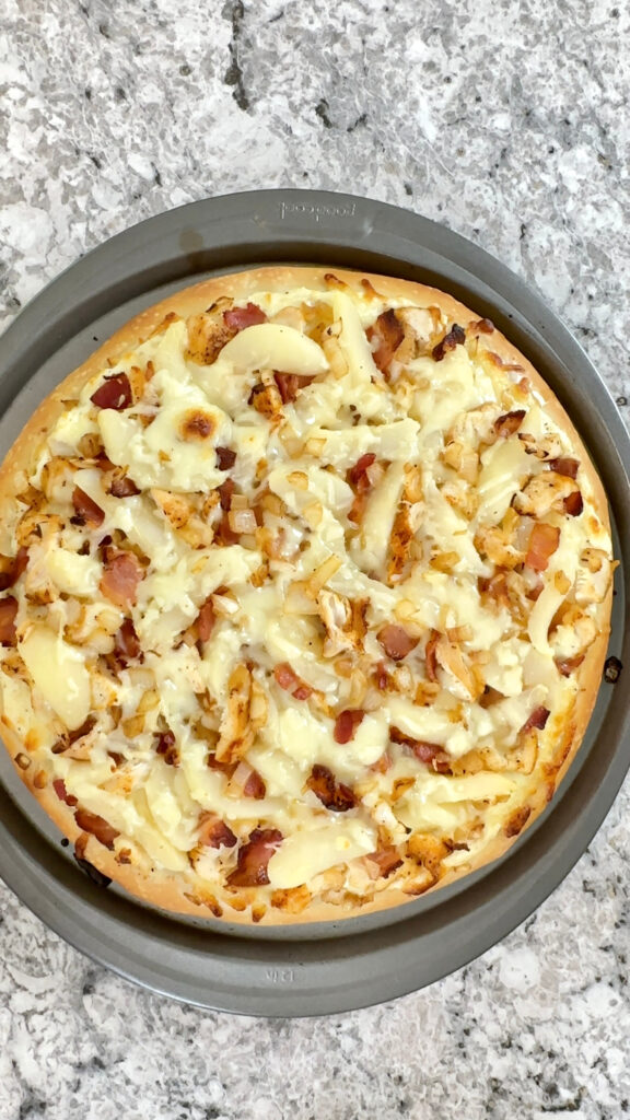 Chicken Bacon and Pear Pizza