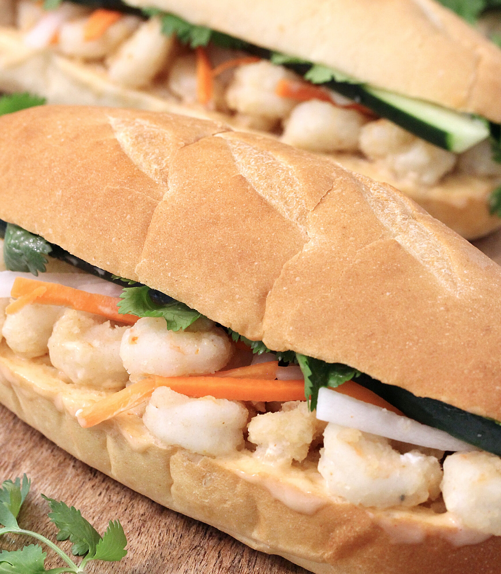Fried Shrimp Banh Mi (Vietnamese Sandwich)