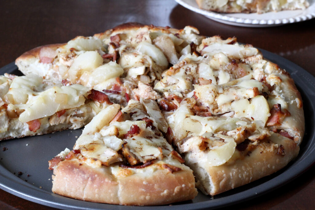Chicken Bacon and Pear Pizza
