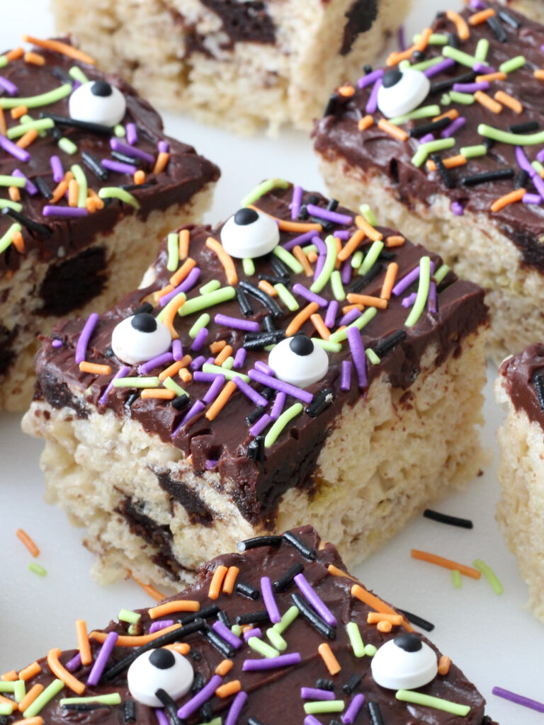 Halloween Rice Krispie Treats with Brownies