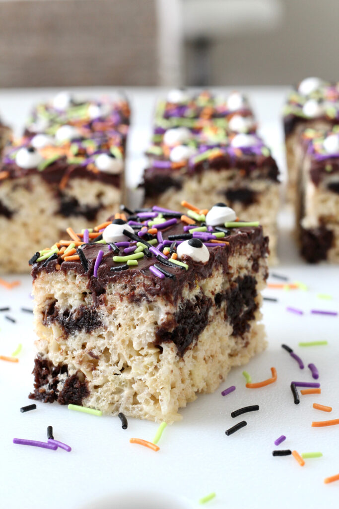 Halloween Rice Krispie Treats with Brownies